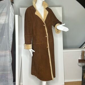 Natural Real Shearling Size 6-6 Lightweight Front Button Slim Coat
